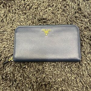 Prada Saffiano Round Zip Wallet